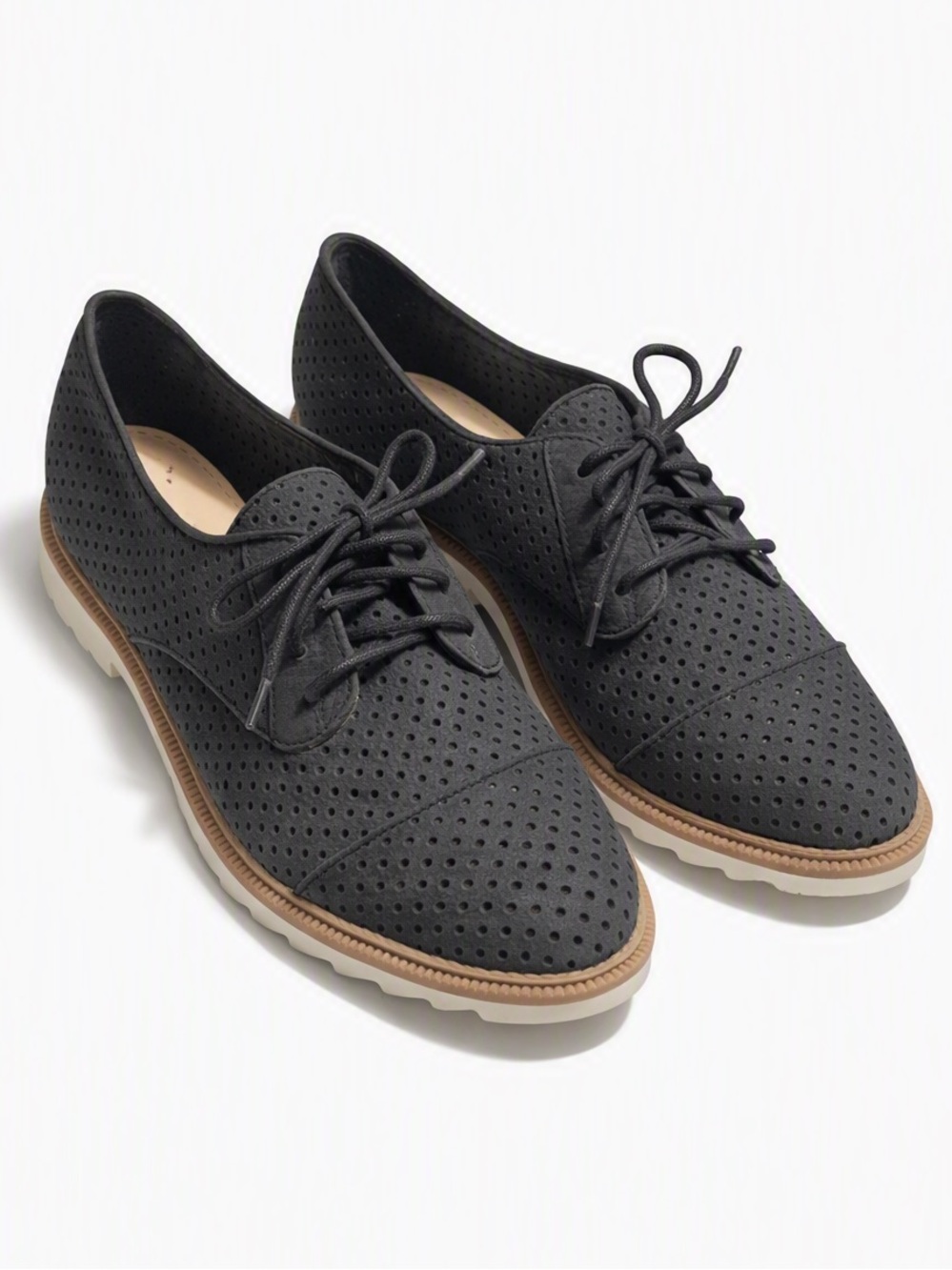 Clarks Somerset Genuine Suede Oxford Lace-up Shoes Perforated Charcoal Grey 9